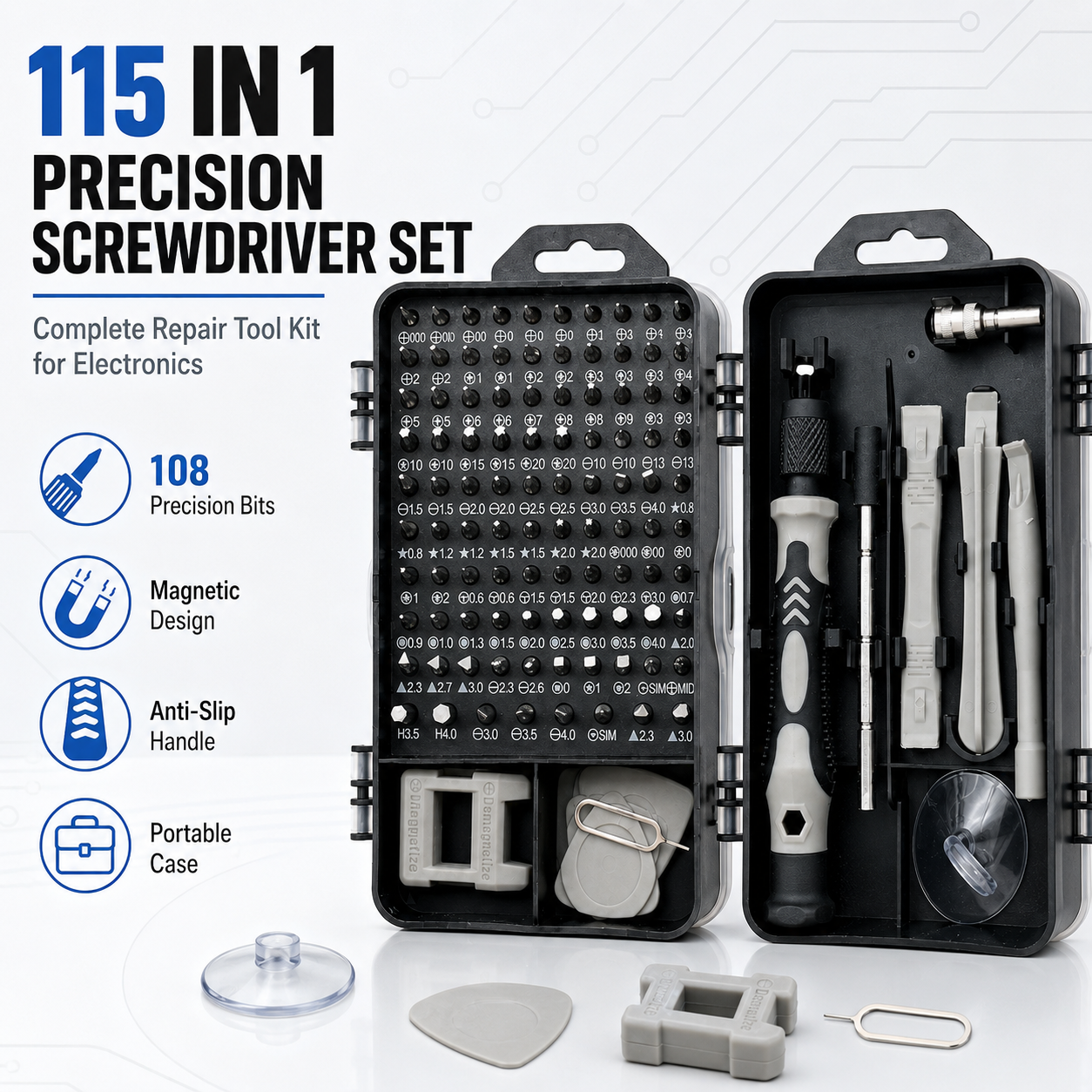 Diy Electronics Components Kit - 115 in 1 Magnetic Precision Screwdriver
