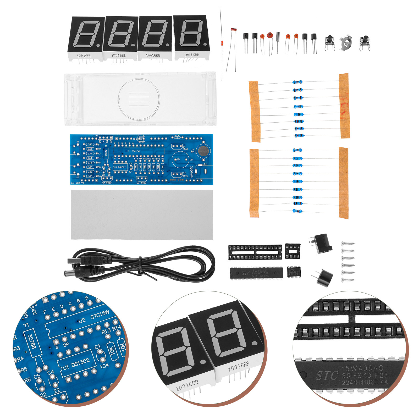 Diy Electronics Components Kit - 1Set Scm Digital LED Clock Kit