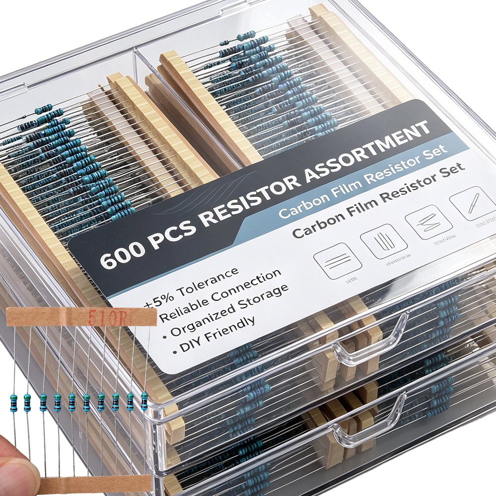 Diy Electronics Components Kit - 300/600Pcs 10R-1M DIY Metal Film Resistors