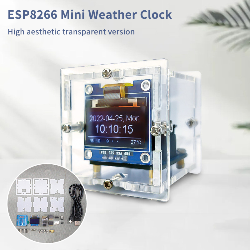 ESP8266 Mini Weather Clock Kit - Diy Electronics Parts ulasan dan harga