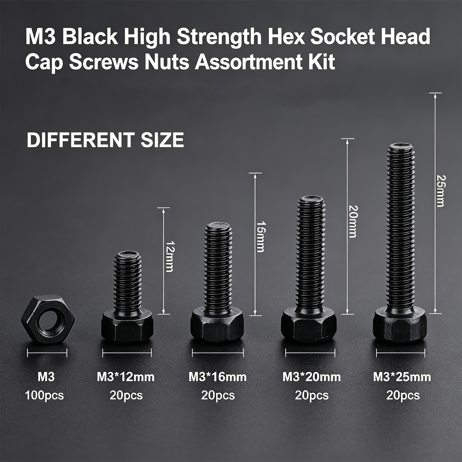 M3 Black Hex Socket Head Cap S - Diy Electronics Components Kit ulasan dan harga