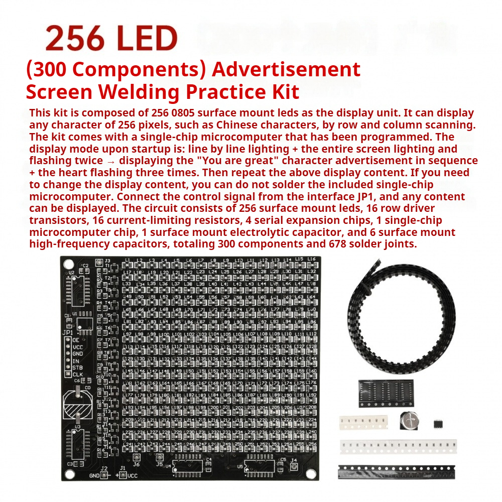 64/256 LED SMD Dot Matrix Adve - Diy Electronics Components Kit ulasan dan harga
